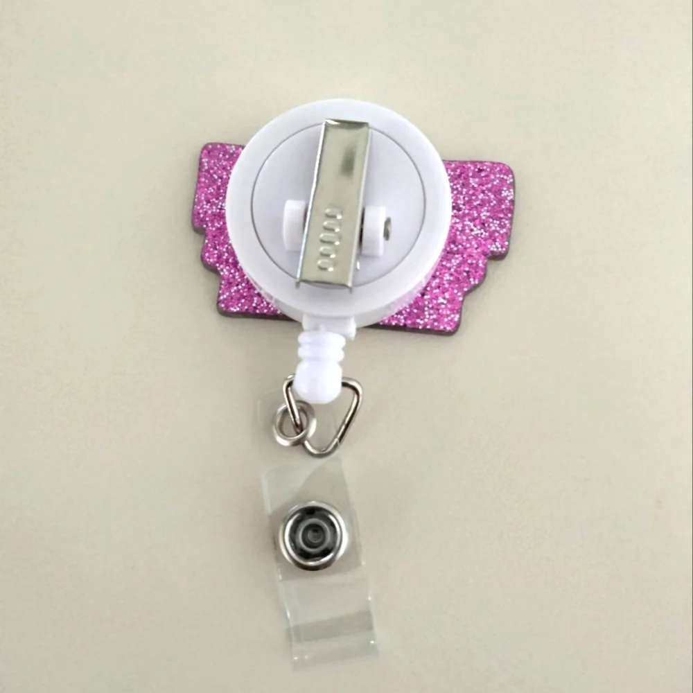 NEW Funny Top Secret Pink Glitter Badge Reel